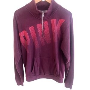 Y2K Pink Victoria's Secret Purple Graphic Quarter Zip Sweatshirt Size Small
